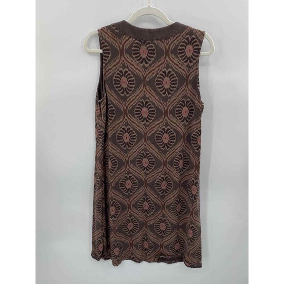 Fresh Produce Shift Dress Womens Large Brown Pink Cotton Cat's Eye Print - Picture 5 of 5
